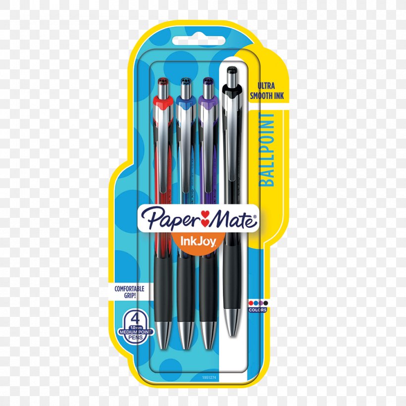 Papermate InkJoy 100 Stick Ballpoint Pen Black Paper Mate InkJoy 300RT Ballpoint, PNG, 1000x1000px, Ballpoint Pen, Electric Blue, Hardware, Ink, Millimeter Download Free