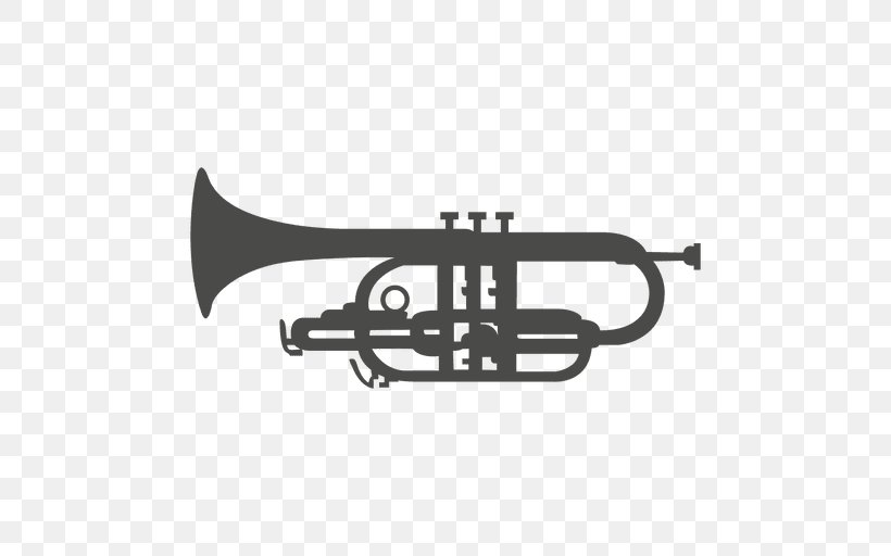 Cornet Trumpet Mellophone Bugle Silhouette, PNG, 512x512px, Watercolor, Cartoon, Flower, Frame, Heart Download Free