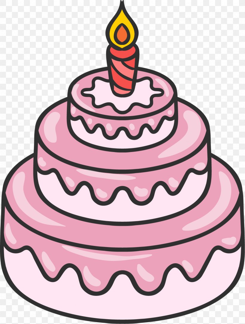 Hand-painted Three-tier Pink Cake, PNG, 1227x1622px, Birthday Cake, Artwork, Birthday, Buttercream, Cake Download Free