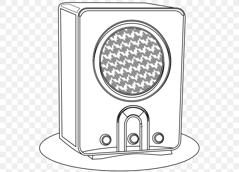 Radio Drawing Line Art Clip Art, PNG, 555x590px, Radio, Antique Radio, Area, Black And White, Coloring Book Download Free