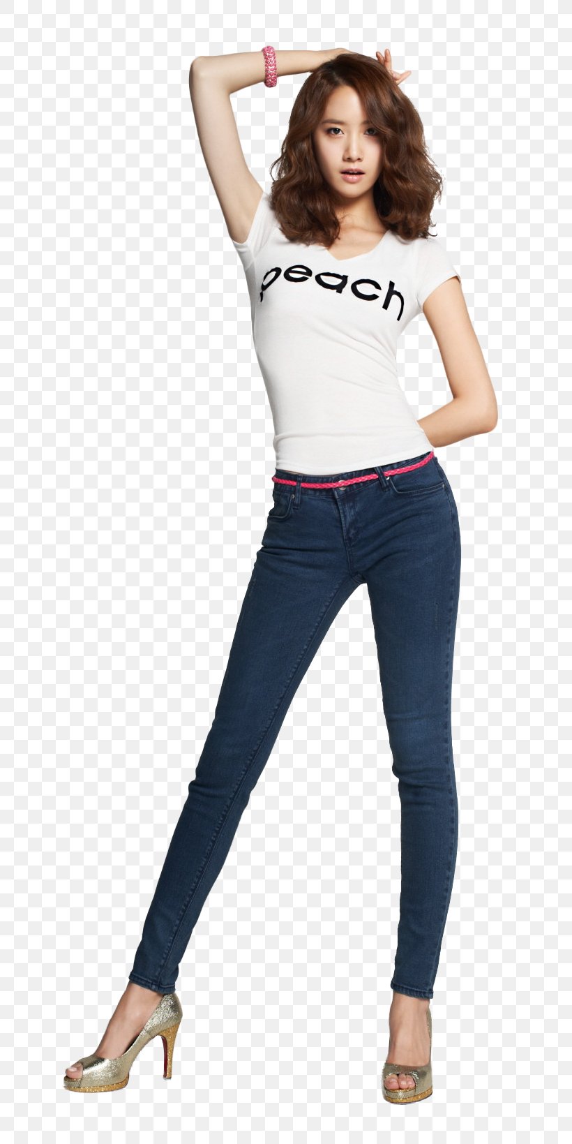 Im Yoon-ah T-shirt Jeans Girls' Generation Clothing, PNG, 764x1639px, Watercolor, Cartoon, Flower, Frame, Heart Download Free