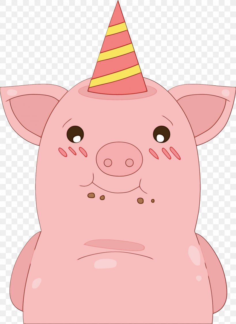 Pig Clip Art Party Hat Illustration Snout, PNG, 1350x1856px, Pig, Cartoon, Character, Domestic Pig, Fiction Download Free