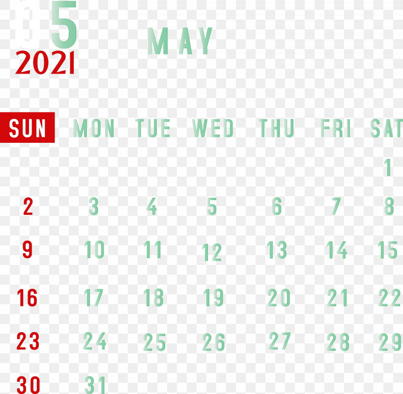 May 2021 Printable Calendar 2021 Monthly Calendar Printable 2021 Monthly Calendar Template, PNG, 3000x2939px, 2021 Monthly Calendar, May 2021 Printable Calendar, Geometry, Green, Line Download Free