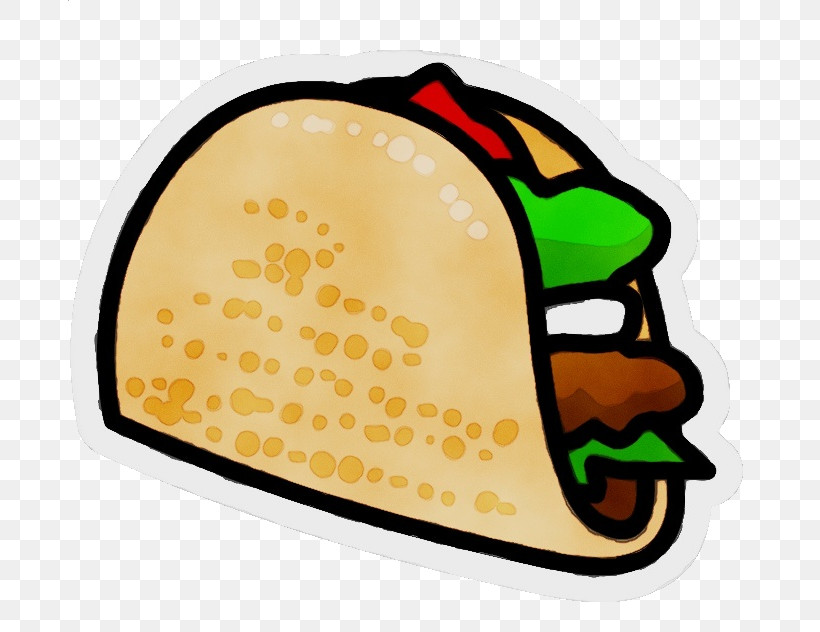 Taco Mexican Cuisine Yellow Headgear, PNG, 683x632px, Watercolor, Headgear, Mexican Cuisine, Paint, Taco Download Free