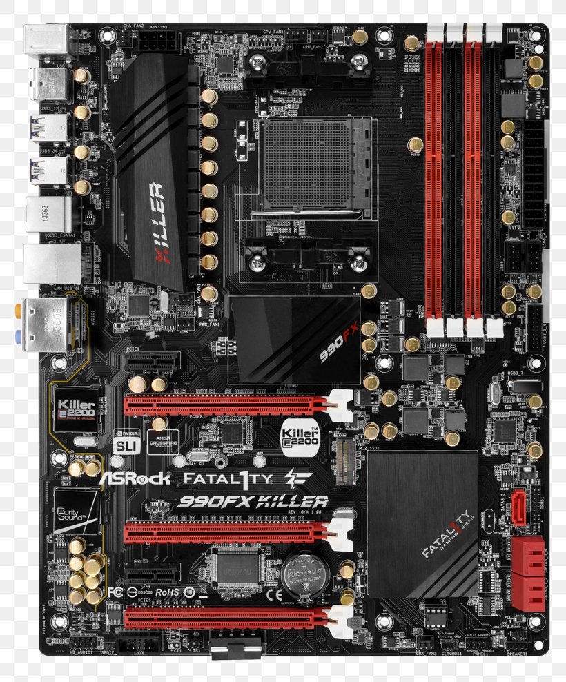 Motherboard ASRock Fatal1ty 990FX Killer AMD 900 Chipset Series, PNG, 1024x1235px, Motherboard, Advanced Micro Devices, Amd 900 Chipset Series, Amd Fx, Asrock Download Free
