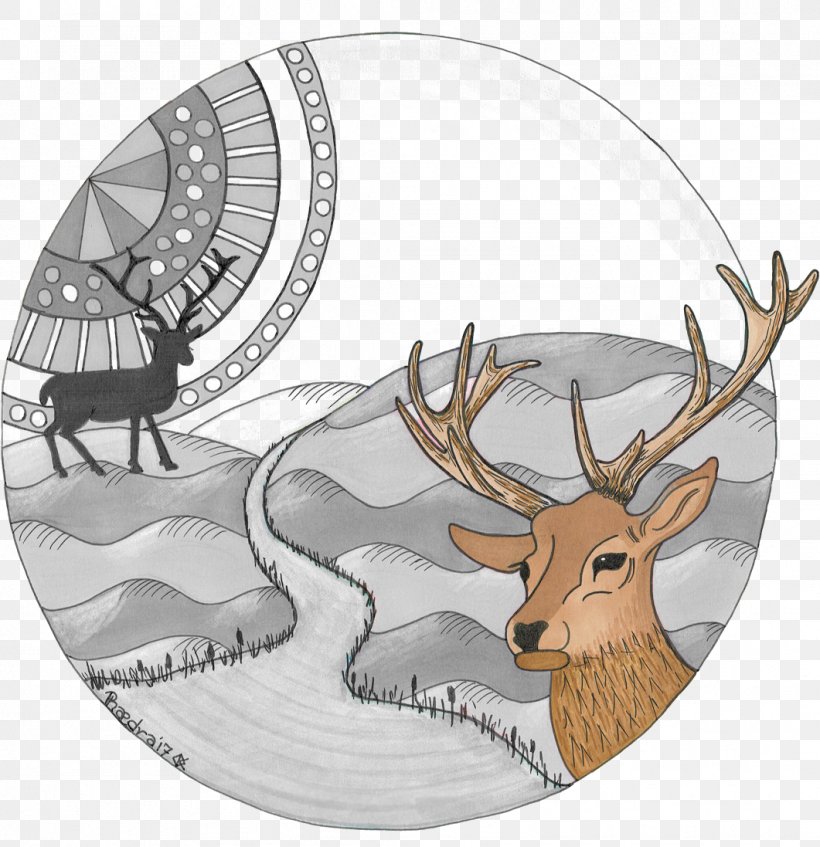 Reindeer Elk Antler Mulberry Design Art, PNG, 1061x1097px, Reindeer, Antler, Art, Book, Christmas Download Free