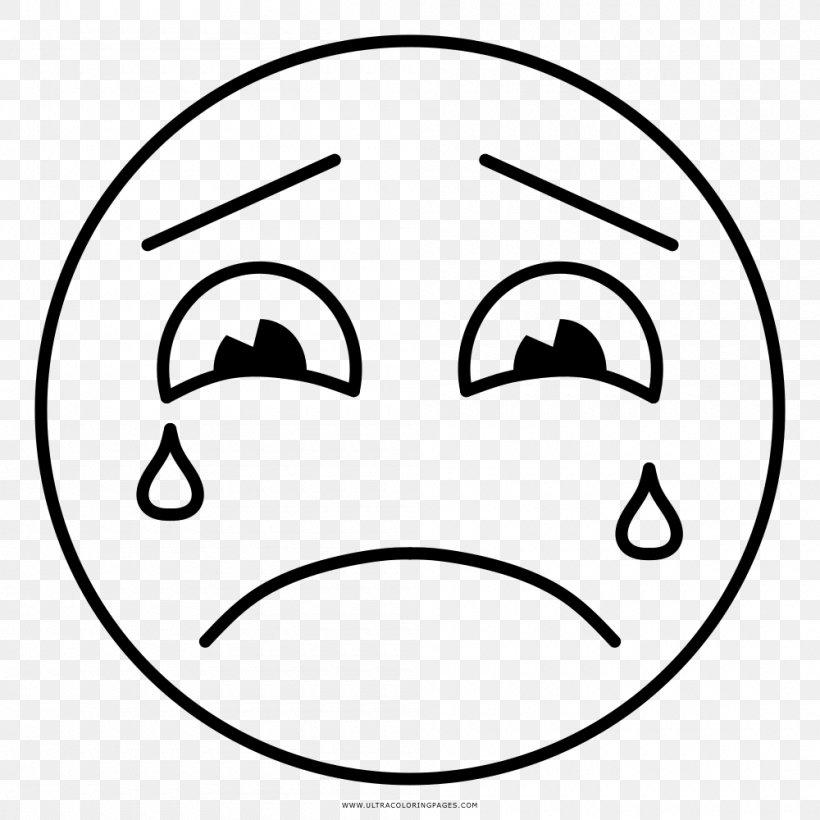 Sadness Smiley Drawing Crying Emotion, PNG, 1000x1000px, Sadness, Area, Black, Black And White, Cheek Download Free