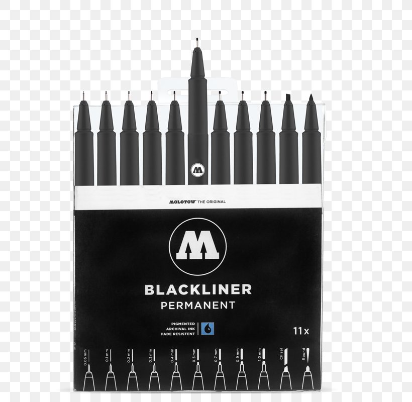 MOLOTOW 1 Set Marker Pen Molotow Blackliner Pens Ink, PNG, 800x800px, Marker Pen, Ammunition, Brand, Brush, Bullet Download Free