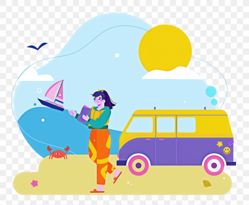 Seashore Day Vacation Travel, PNG, 2500x2059px, Vacation, Cartoon, Character, Geometry, Line Download Free
