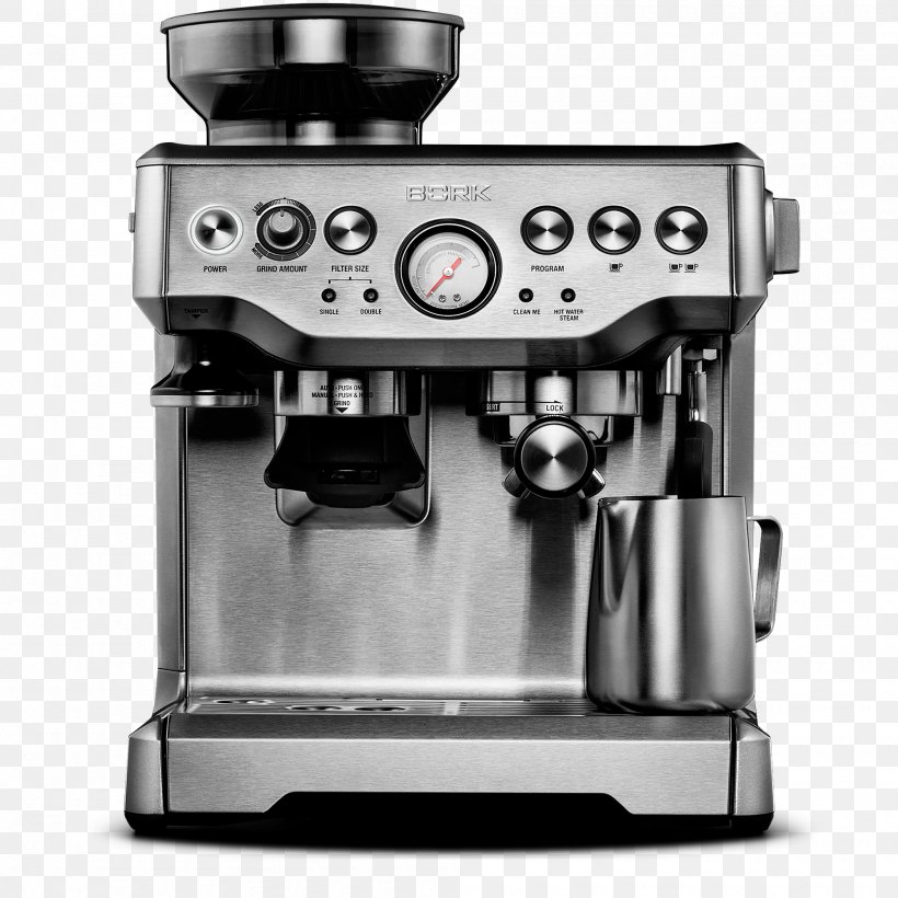 Espresso Coffeemaker Cappuccino Кавова машина, PNG, 2000x2000px, Espresso, Bork, Brewed Coffee, Burr Mill, Cappuccino Download Free