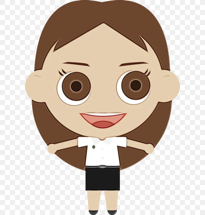 Cartoon Cheek Animation Brown Hair Gesture, PNG, 620x860px, Watercolor, Animation, Brown Hair, Cartoon, Cheek Download Free