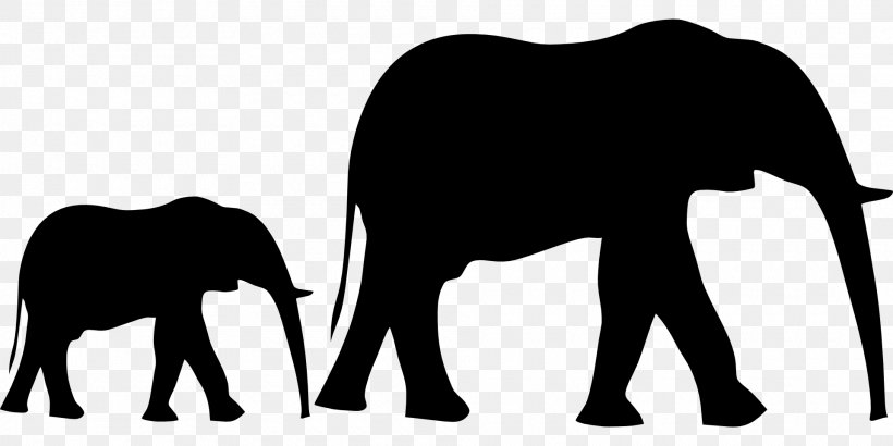 Elephant Silhouette Clip Art, PNG, 1920x960px, Elephant, African Elephant, Art, Black And White, Cattle Like Mammal Download Free