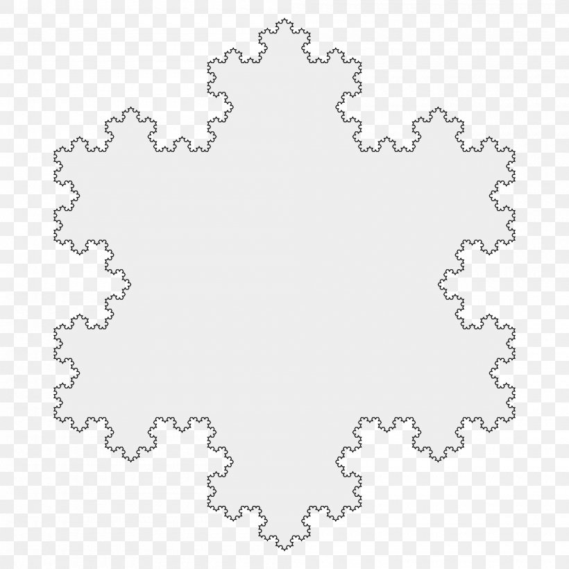 Koch Snowflake Iteration Fractal Curve, PNG, 2000x2000px, Koch Snowflake, Area, Black, Black And White, Border Download Free