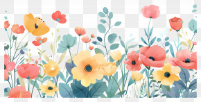 Pastel Flower - Vivid Summer Blossoms With Butterfly PNG
