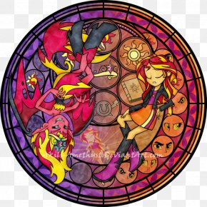 Stained Glass - Sunset Shimmer Pony Rainbow Dash Pinkie Pie Equestria PNG