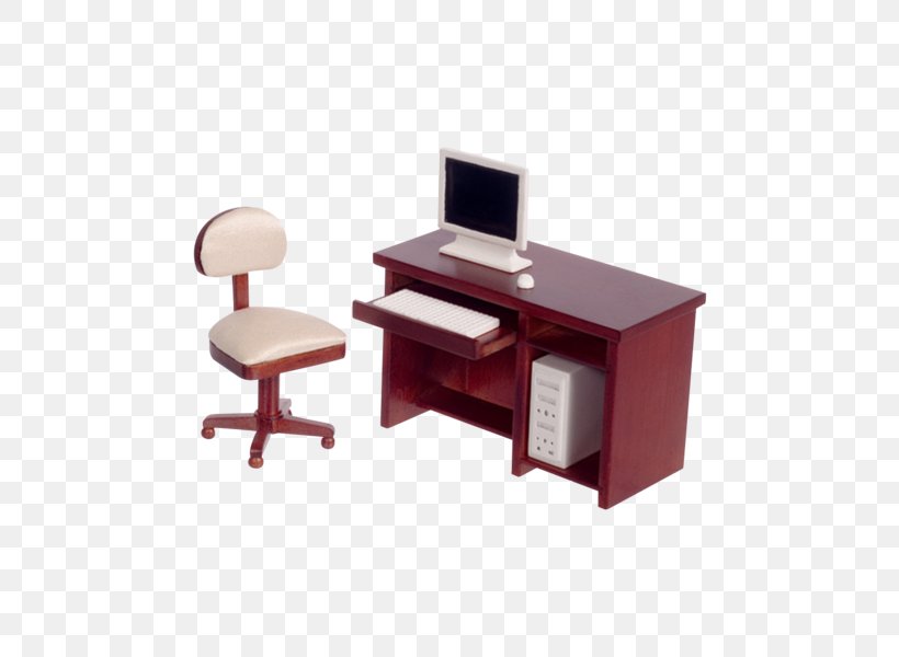 Computer Desk Table Dollhouse Furniture, PNG, 600x600px, Desk, Chair, Computer, Computer Desk, Desktop Computer Download Free