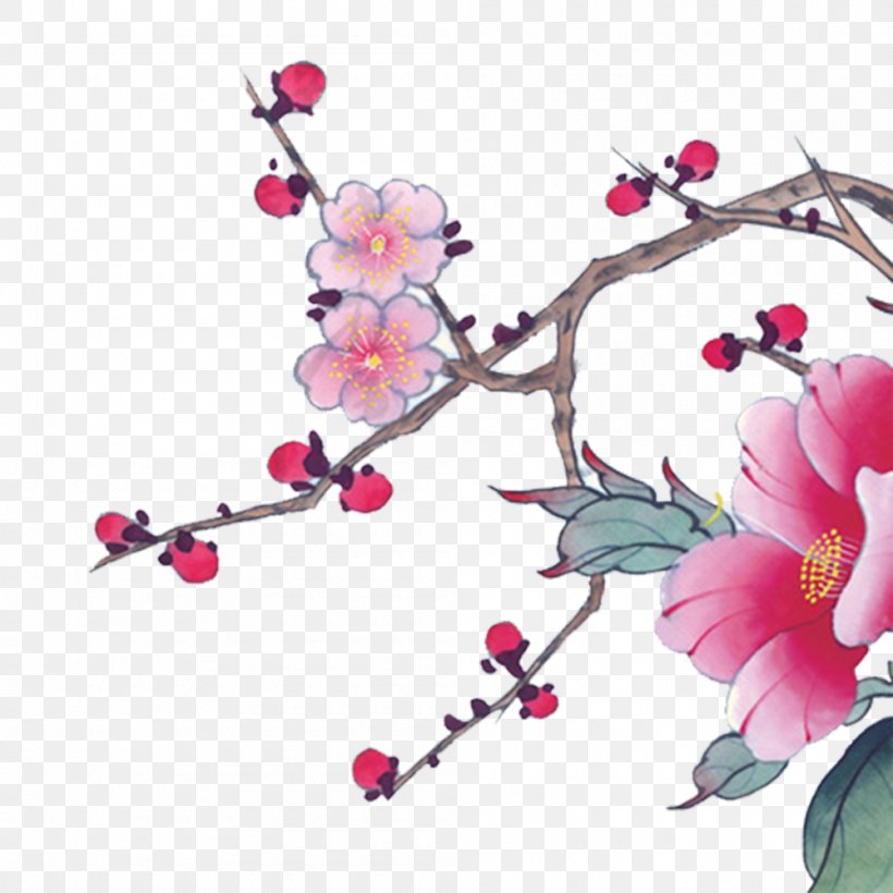 Chinoiserie Ink Wash Painting Illustration, PNG, 1000x1000px, Chinoiserie, Art, Birdandflower Painting, Blossom, Branch Download Free