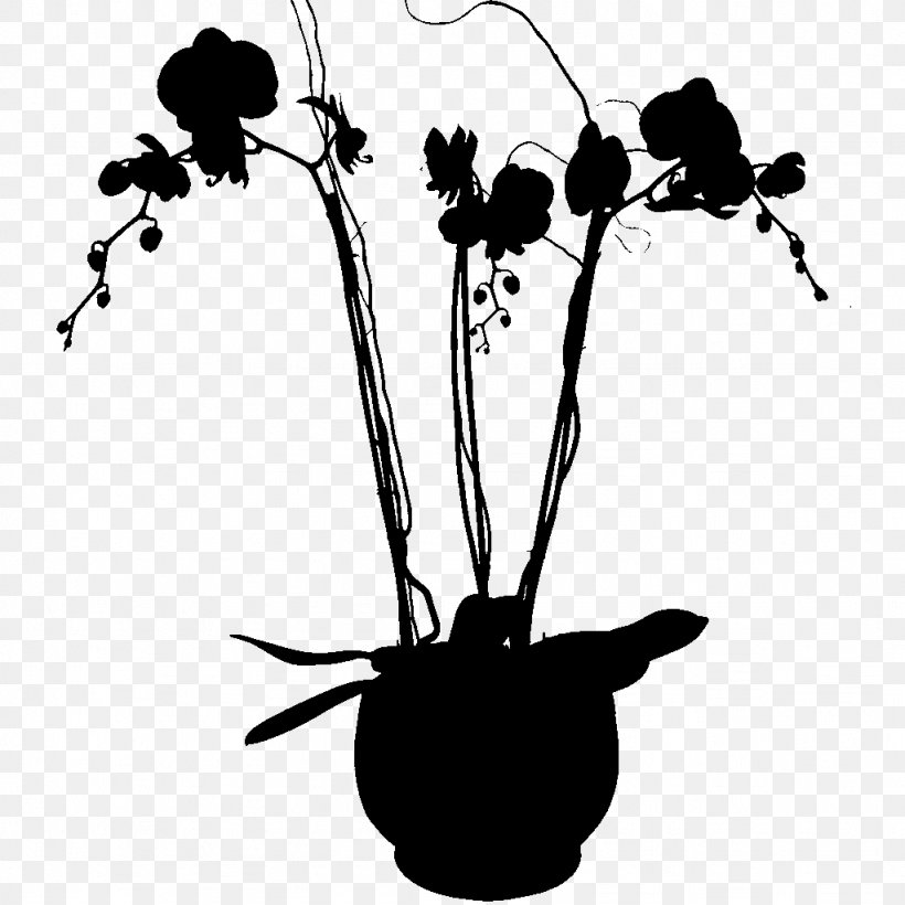Flower Plant Stem Leaf Clip Art Silhouette, PNG, 1024x1024px, Flower, Art, Blackandwhite, Botany, Branching Download Free