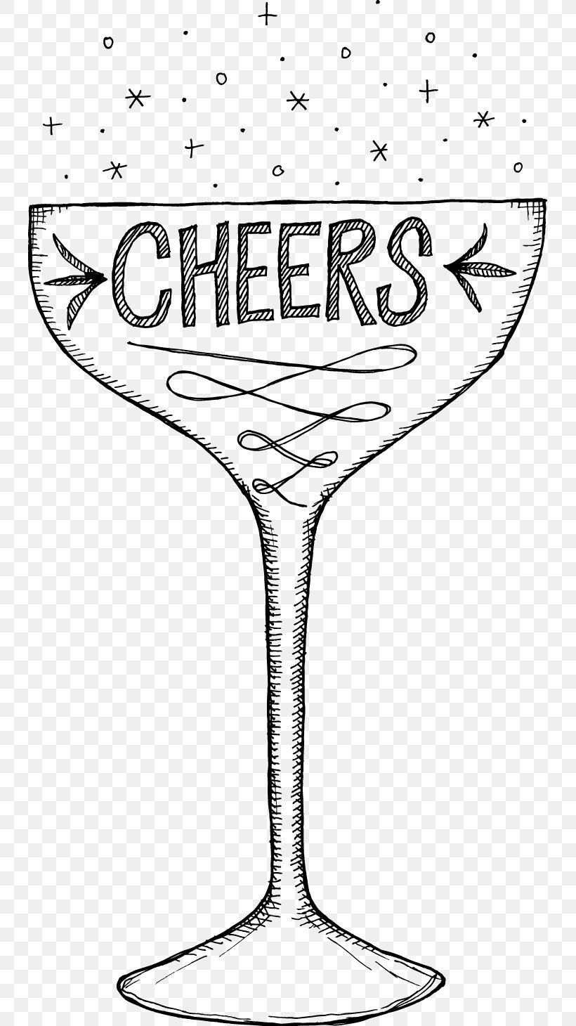 Champagne Glass Stemware Wine Glass Tableware, PNG, 739x1460px, Glass, Area, Black And White, Calligraphy, Cartoon Download Free
