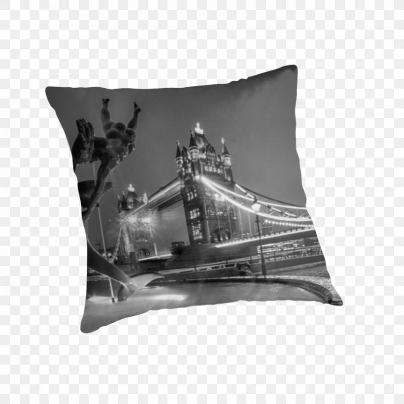Cushion Throw Pillows Tower Bridge, PNG, 875x875px, Cushion, Black And White, Bridge, Dolphin, Monochrome Photography Download Free
