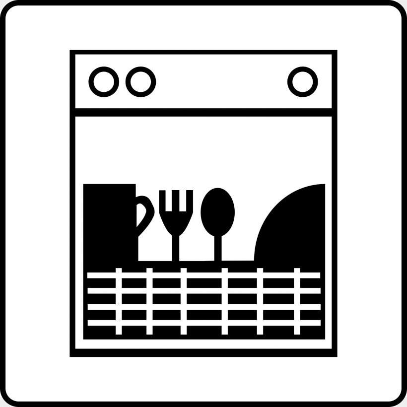 Dishwasher Tableware Clip Art, PNG, 2400x2400px, Dishwasher, Area, Black, Black And White, Brand Download Free