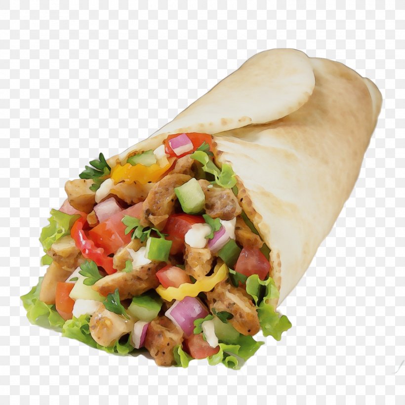 Shawarma, PNG, 1500x1500px, Watercolor, Burrito, Cuisine, Dish, Food Download Free