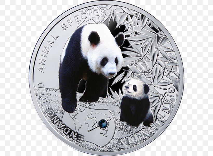 The Giant Panda Endangered Species Silver Coin, PNG, 600x600px, Giant Panda, Amur Leopard, Animal, Bear, Carnivoran Download Free