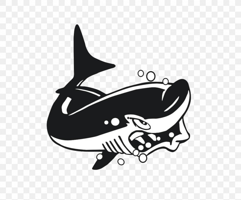shark cartoon black and white