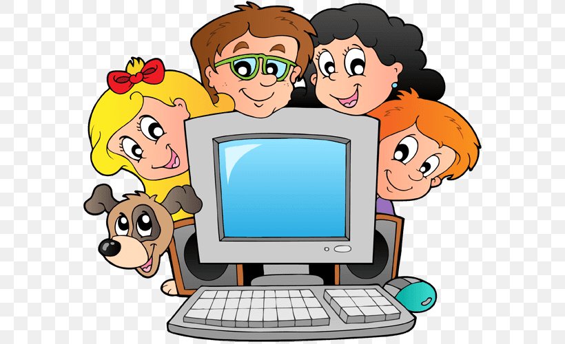 Computer Lab Student Desktop Computers Clip Art, PNG, 585x500px, Computer, Cartoon, Child, Communication, Computer Lab Download Free
