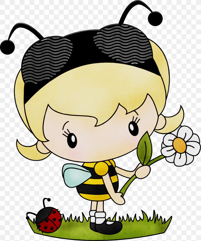 Insects Pollinator Cartoon Plant Yellow, PNG, 2000x2402px, Watercolor, Biology, Cartoon, Happiness, Insects Download Free