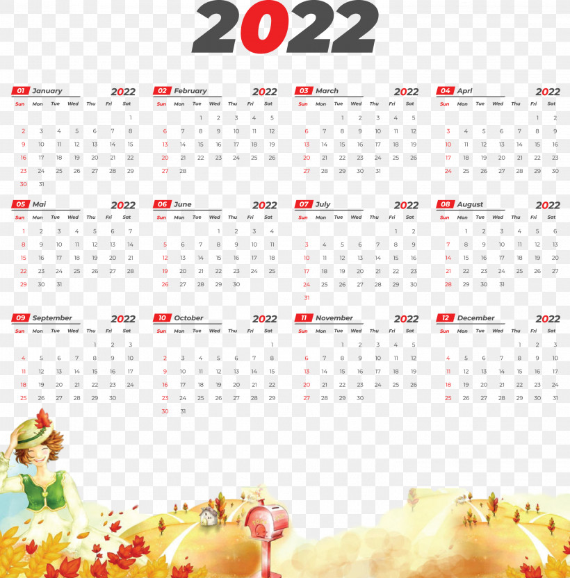 Printable Yearly Calendar 2022 2022 Calendar Template, PNG, 2954x3000px, Painting, Cartoon, Editing, House, Plan Download Free
