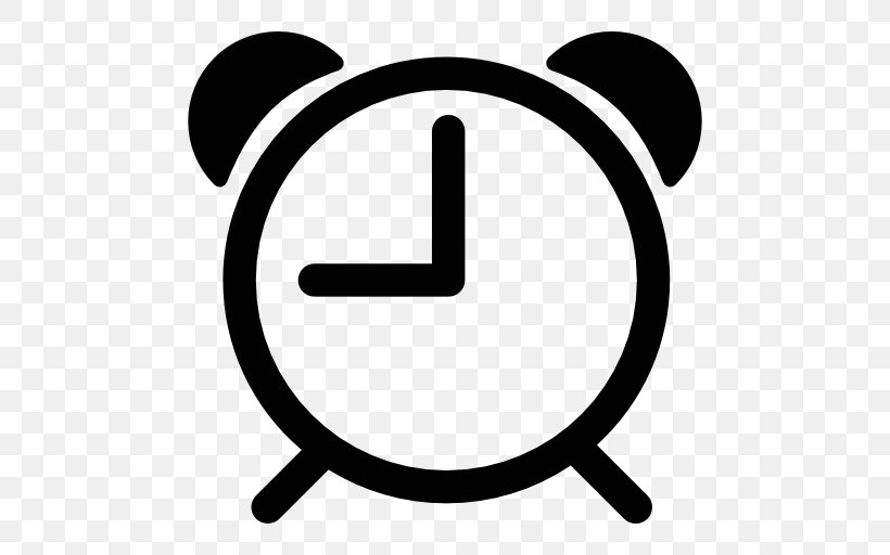 Alarm Device Alarm Clocks Symbol, PNG, 512x512px, Alarm Device, Alarm Clocks, Area, Black And White, Clock Download Free