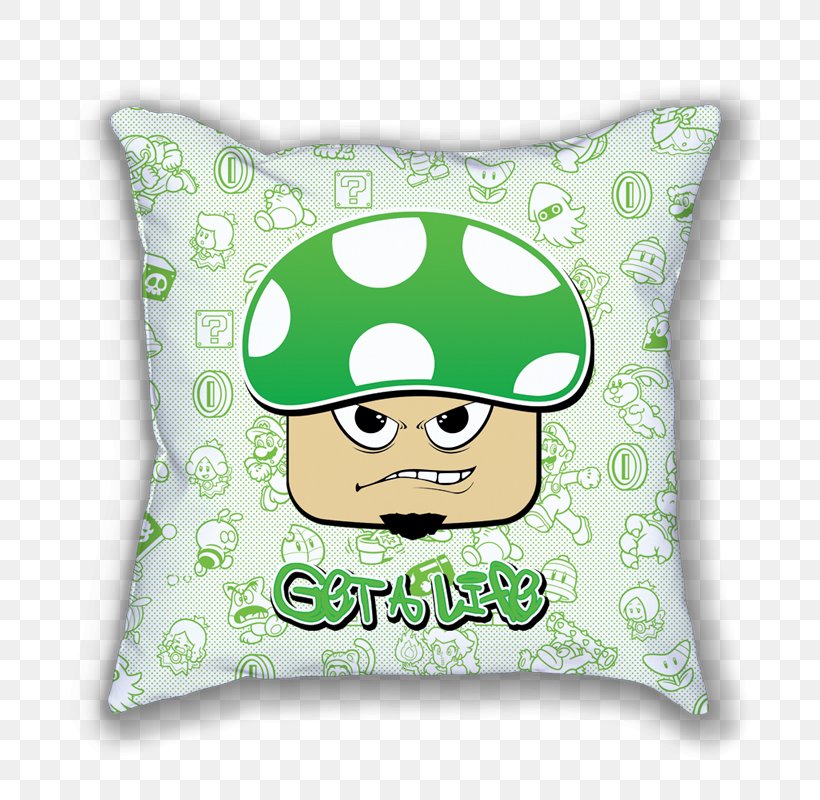 Throw Pillows Cushion Textile Mushroom, PNG, 800x800px, Pillow, Cushion, Green, Mario Series, Material Download Free