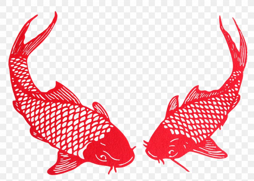 Common Carp Papercutting Red Illustration, PNG, 1816x1296px, Common Carp, Angling, Chinese New Year, Designer, Fish Download Free