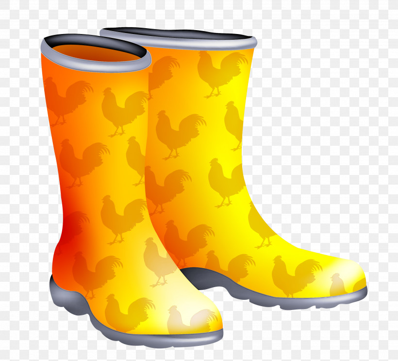 Orange, PNG, 2667x2419px, Footwear, Boot, Cowboy Boot, Orange, Rain Boot Download Free