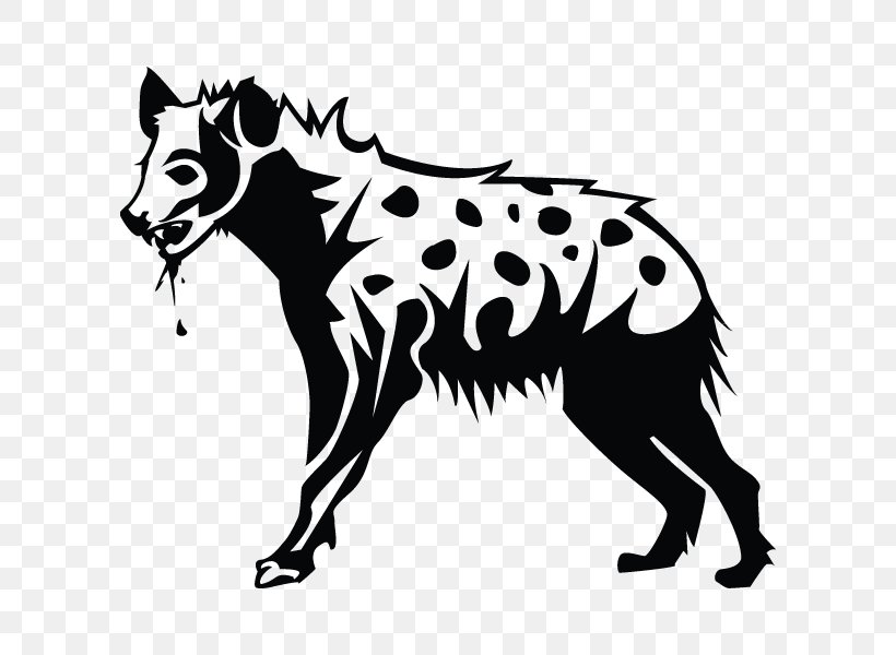 Striped Hyena Spotted Hyena Vector Graphics Drawing, PNG, 600x600px, Hyena, Animal, Artwork, Black And White, Canidae Download Free