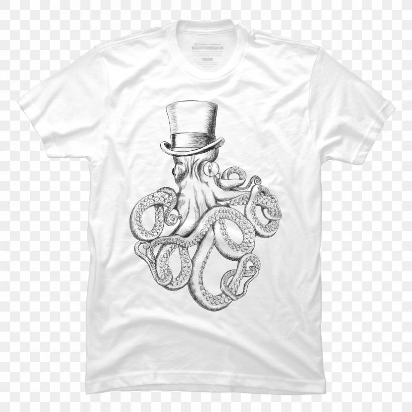 T-shirt /m/02csf Drawing Octopus Font, PNG, 1800x1800px, Tshirt, Black And White, Brand, Clothing, Conflagration Download Free