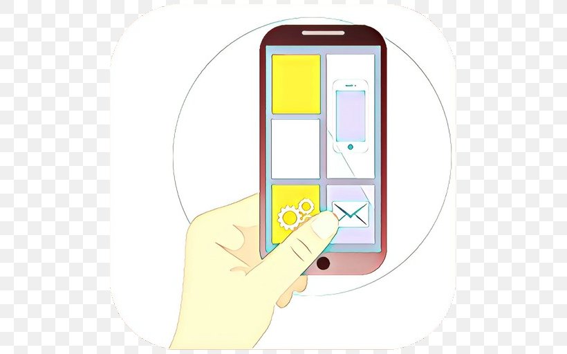 Gadget Yellow Technology Electronic Device Mobile Phone, PNG, 512x512px, Cartoon, Communication Device, Electronic Device, Gadget, Hand Download Free