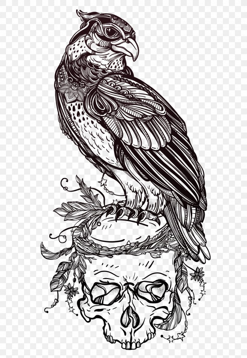 Bird Of Prey Owl Drawing Tattoo, PNG, 1000x1451px, Bird, Accipitridae, Art, Beak, Bird Of Prey Download Free