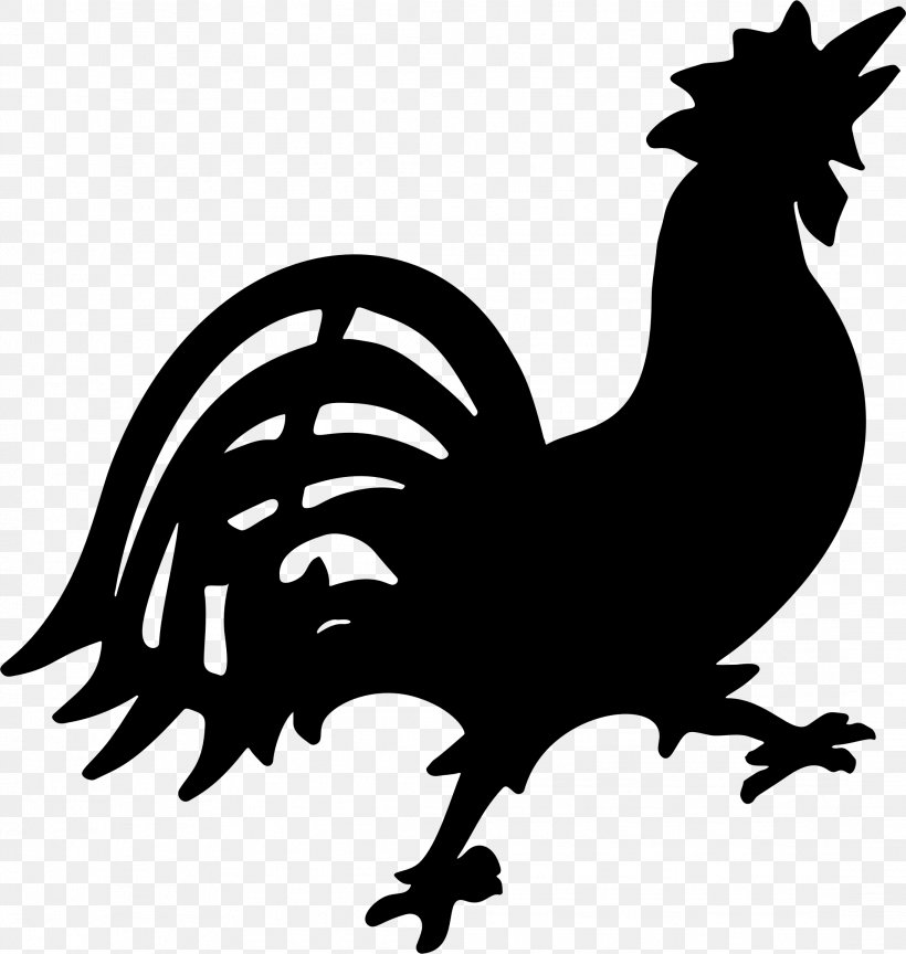 Rooster Silhouette Clip Art, PNG, 2188x2308px, Rooster, Beak, Bird, Black And White, Chicken Download Free