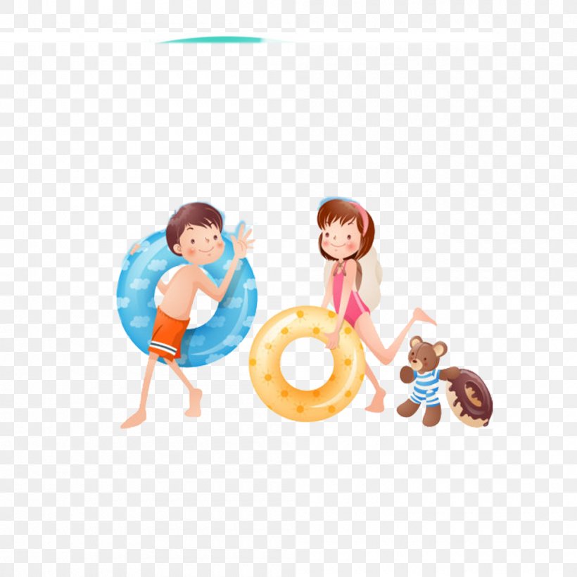 Children Go Swimming, PNG, 1000x1000px, Summer, Cartoon, Child, Fictional Character, Orange Download Free