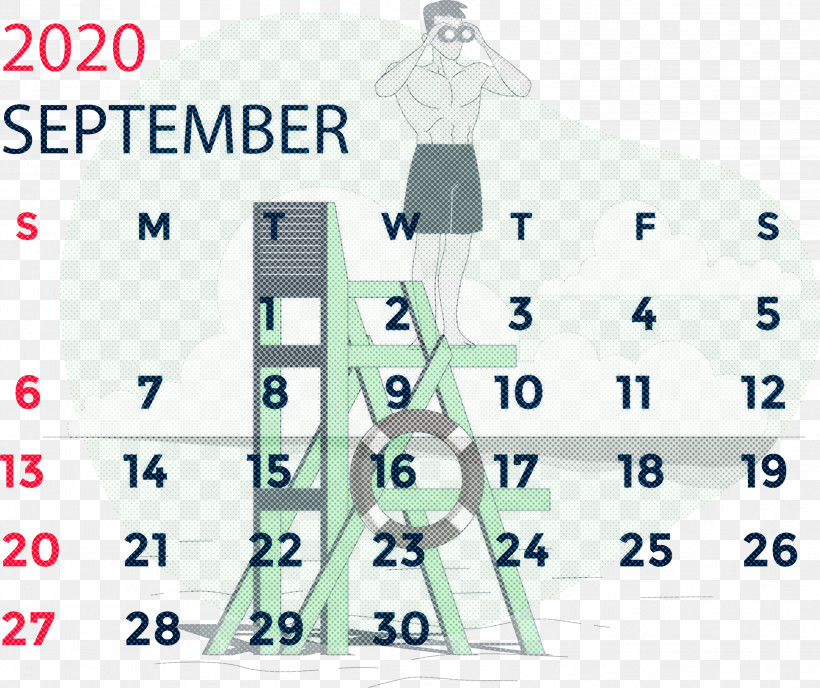 September 2020 Calendar September 2020 Printable Calendar, PNG, 2999x2518px, September 2020 Calendar, Area, Meter, Organization, Paper Download Free