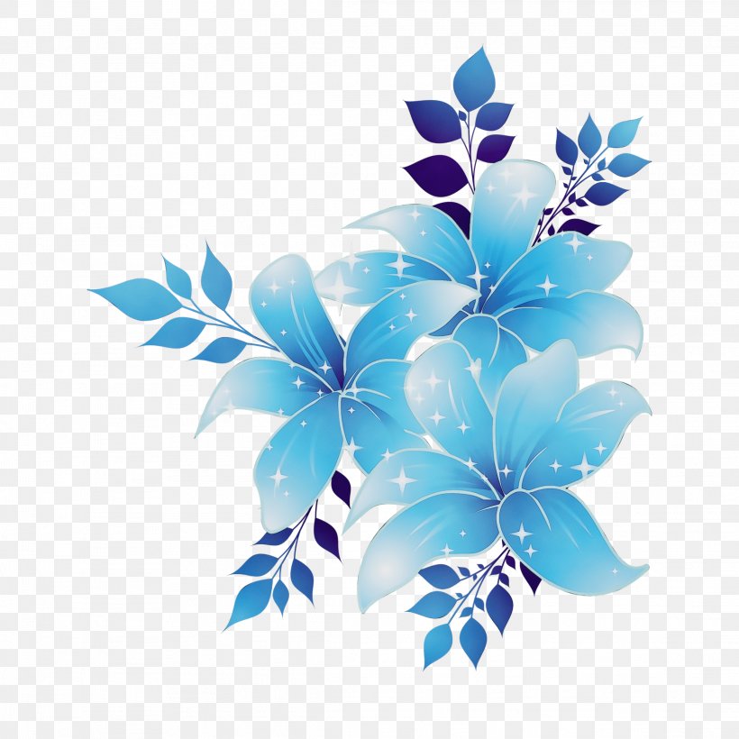 Blue Turquoise Leaf Flower Plant, PNG, 2289x2289px, Watercolor, Blue, Flower, Leaf, Paint Download Free