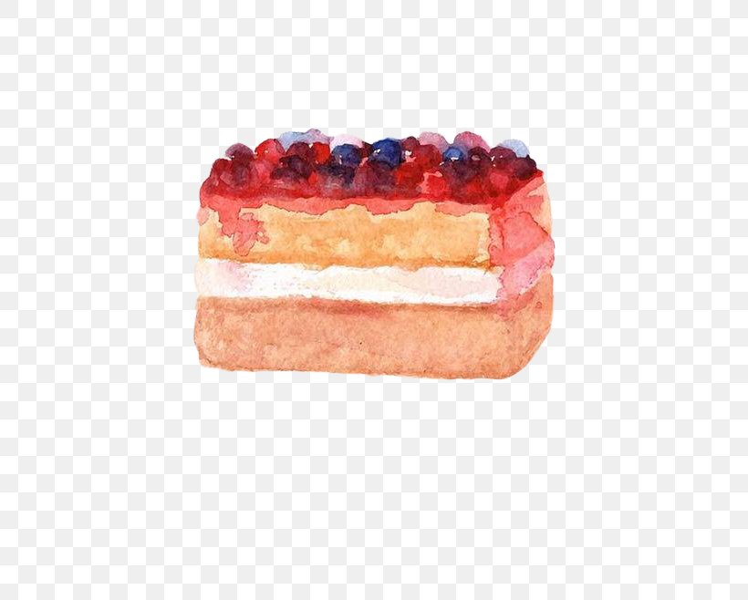 Mousse Strawberry Cream Cake Watercolor Painting, PNG, 658x658px, Mousse, Berry, Buttercream, Cake, Cream Download Free