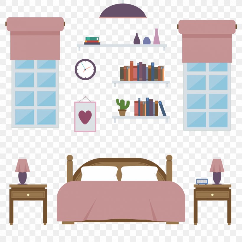 Bedroom Furniture Illustration, PNG, 1200x1200px, Bedroom, Bed, Bed Sheet, Furniture, Interior Design Download Free