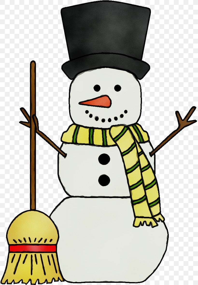 Snowman, PNG, 815x1179px, Watercolor, Broom, Cartoon, Household Cleaning Supply, Paint Download Free