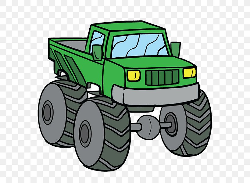 Car Pickup Truck Monster Truck Drawing, PNG, 678x600px, Car, Agricultural Machinery, Automotive Tire, Automotive Wheel System, Cartoon Download Free