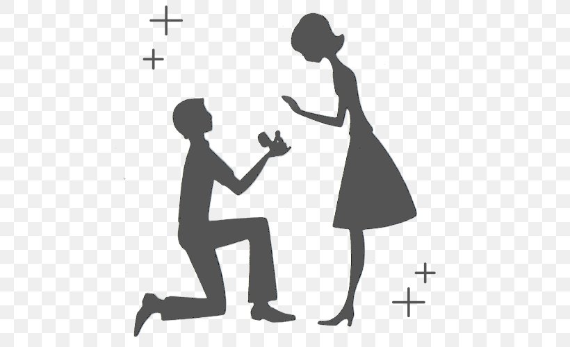 Marriage Proposal Silhouette Engagement Clip Art, PNG, 500x500px, Marriage Proposal, Arm, Black And White, Bridegroom, Communication Download Free