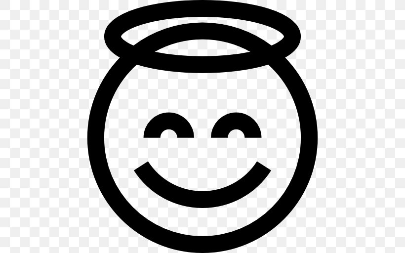 Smiley Emoticon Emoji, PNG, 512x512px, Smiley, Angel, Area, Black And White, Emoji Download Free