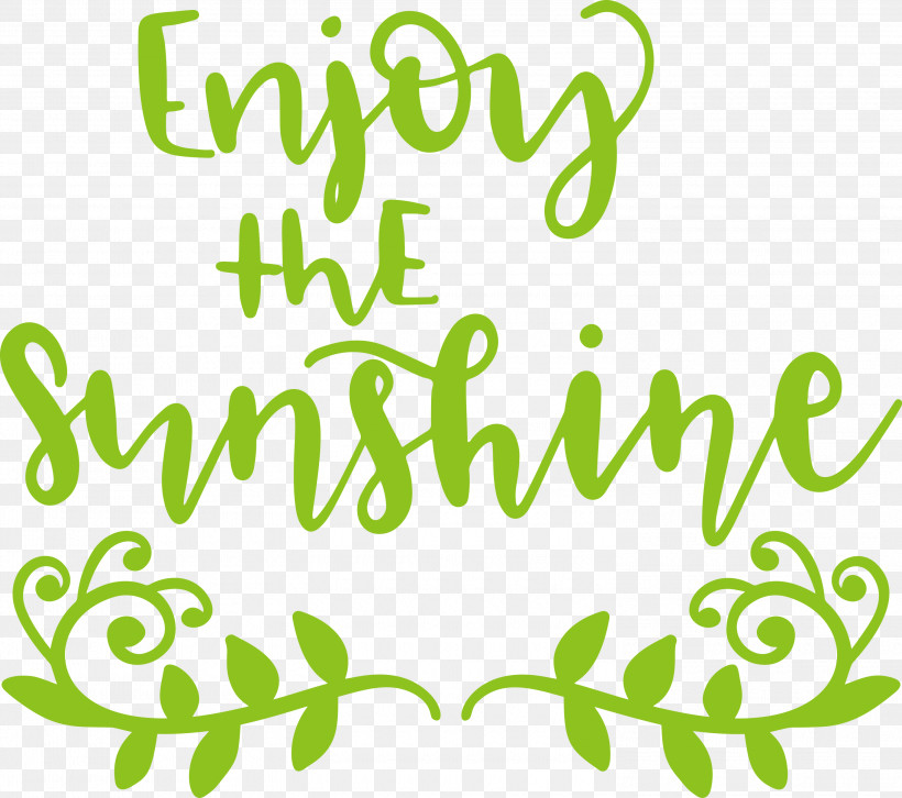 Sunshine Enjoy The Sunshine, PNG, 3000x2658px, Sunshine, Floral Design, Green, Leaf, Line Download Free